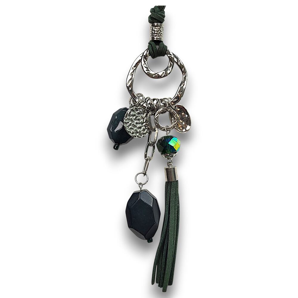 Cato Forest Green Charm & Tassel Necklace - Picture 2 of 9